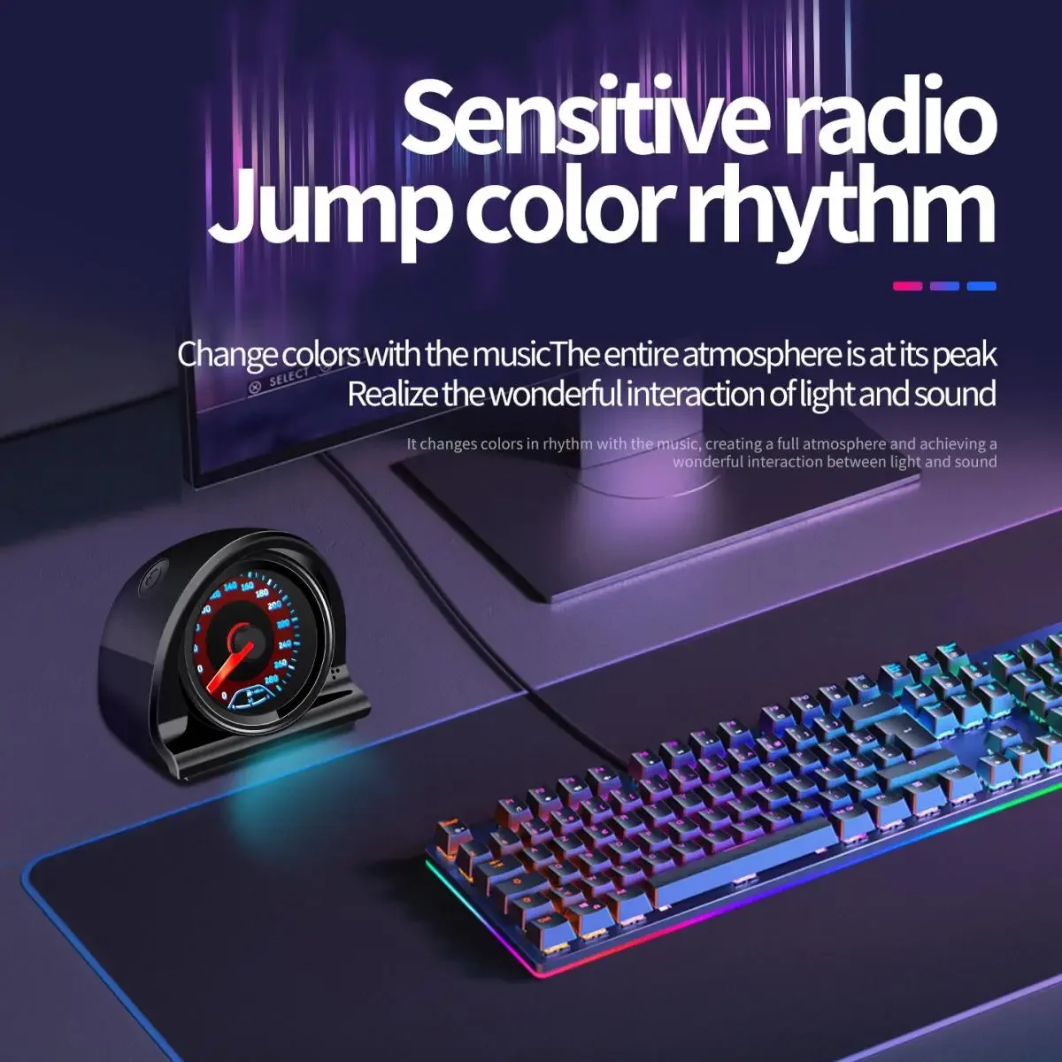 Dashboard Style Ambient Light Swinging Pointer Voice Control USB Car Center Console Ornaments Creative Decoration Accessories image 6