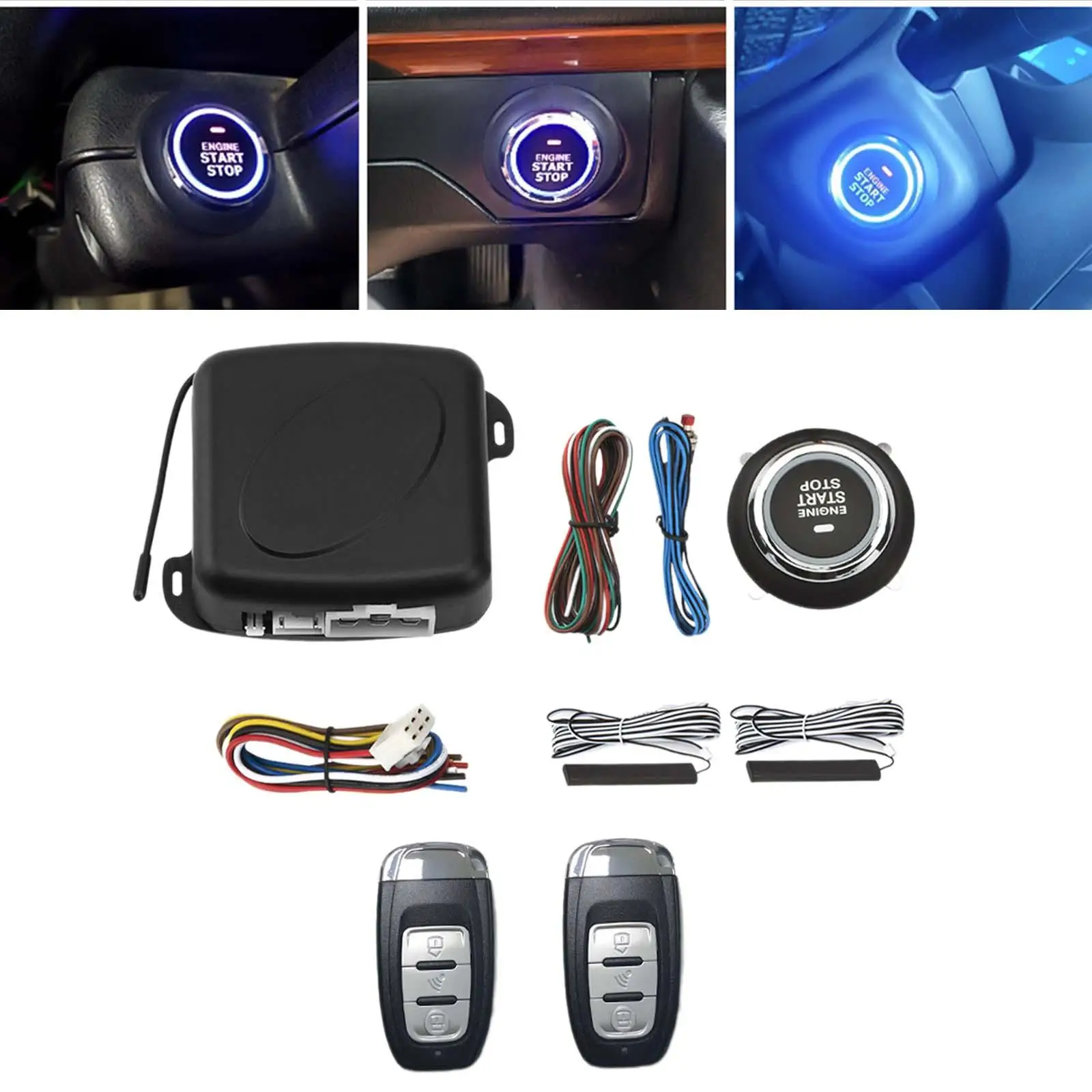 

DC 12V Engine Start Stop Button Professional Repair Parts Accessory Easily Install Car Keyless Entry Starter Push Button Set