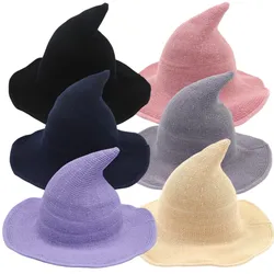 Vintage Witch Hat Breathable Cotton Yarn Long Point Hat for Women Halloween Party Cap Magical Hat Festival Cosplay Decoration