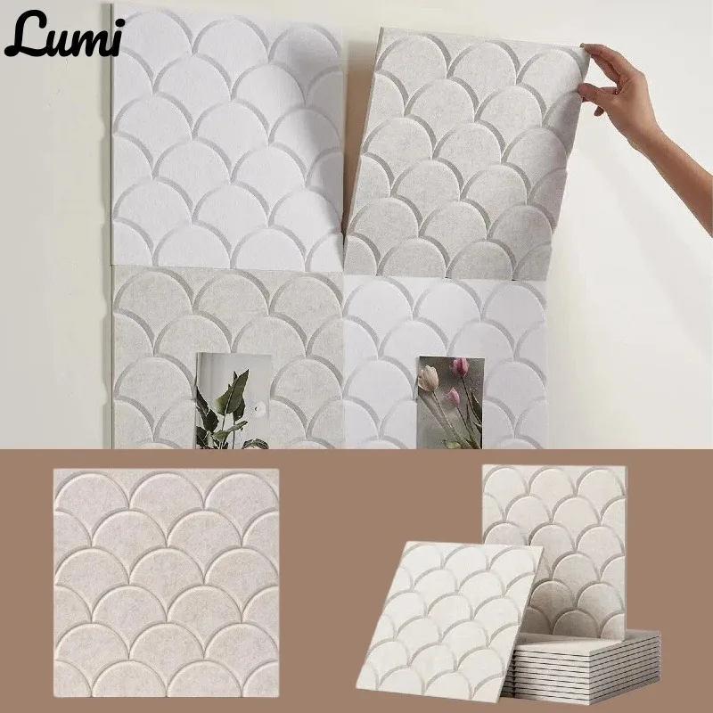 Square Sound Proof Wall Board Fish Scale Texture Self-Adhesive Acoustic Panels Noise Insulation Foam Wall Stickers for Studio