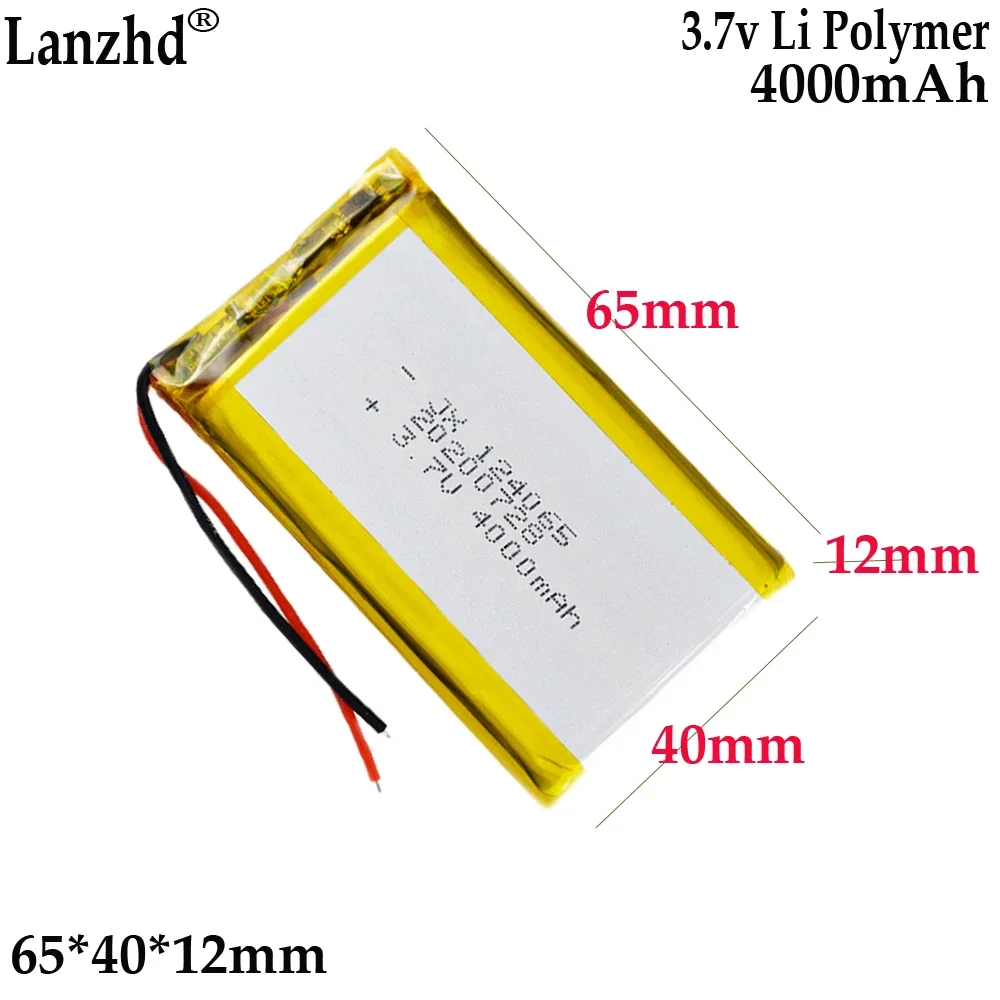 

3.7V polymer lithium battery For oxygen injection instrument air conditioner suit hand warmer battery cell 4000mah 124065