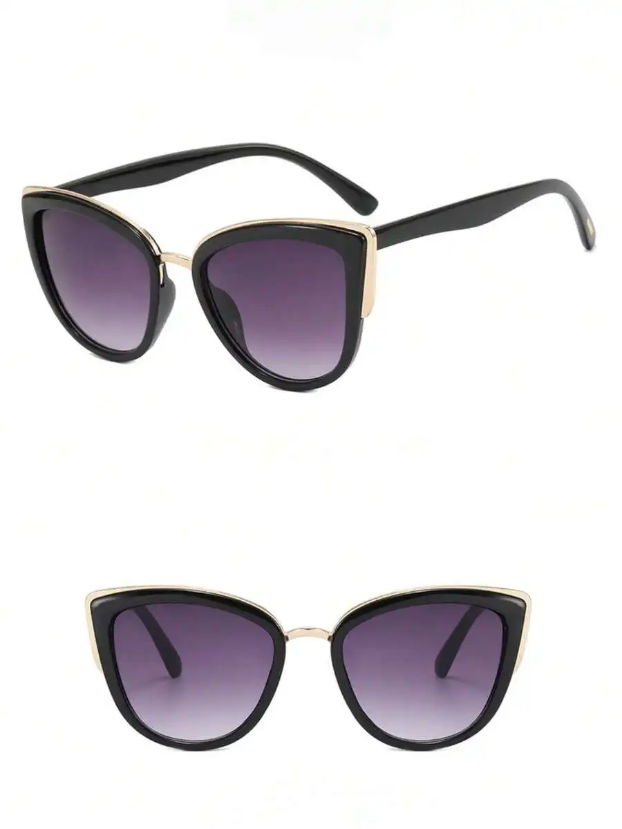 1/2/3/4pcs Oversized Cat Eye Metal Nose Bridge Women's Fashion Big Frame Glasses, High-End Appearance, Face-Slimming, Y2K view 4