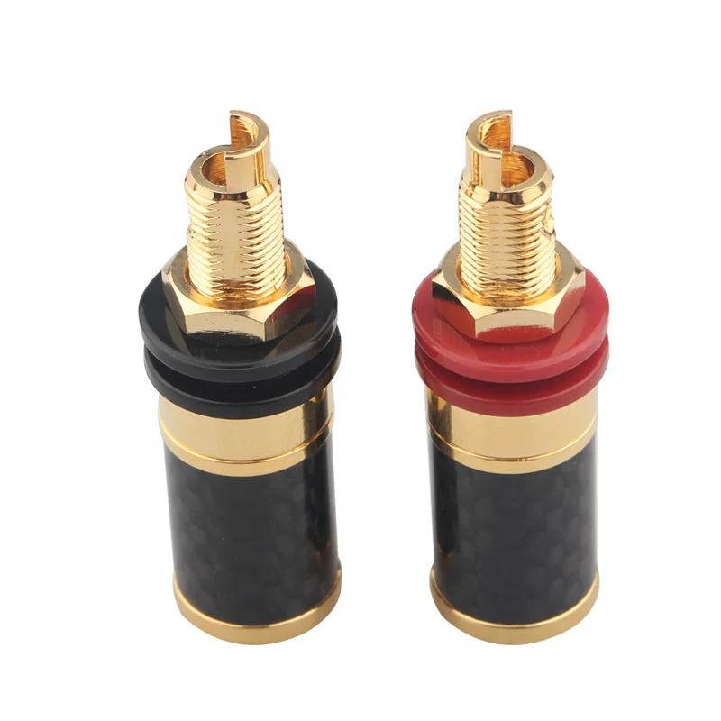 Hi-end Short Audio Binding Post Gold Carbon Fiber Gold Plated Terminal Banana Plug Interface Socket