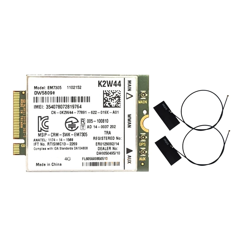 

EM7305 GOBI5000 Wifi карта + антенна 4G NGFF WWAN для DELL Latitude E7250 E7450 E5250 7214 7350 7414 Venue 8 Pro 5855 5056 прочная