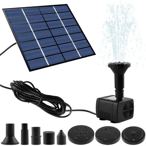 Solar Panel Fountain Kit 1.4W Pump DIY Solar Water Fountain Pump with 5 Nozzles Outdoor Garden Bird Bath Pond