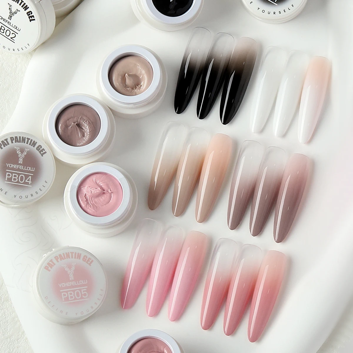 

Original YOKEFELLOW Pat Printing Gel Nail Polish 6 colors Patting Gel Ombre French Nail Cushion Gradient Gel Nude Pink Nail Gel