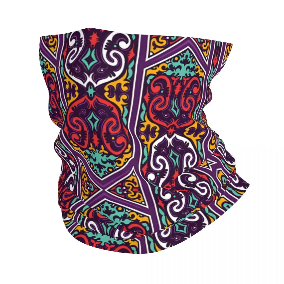 Dayak Ethnic Pattern Bandana Neck White Scarf Multi-use Headwear Fishing Unisex Adult Winter