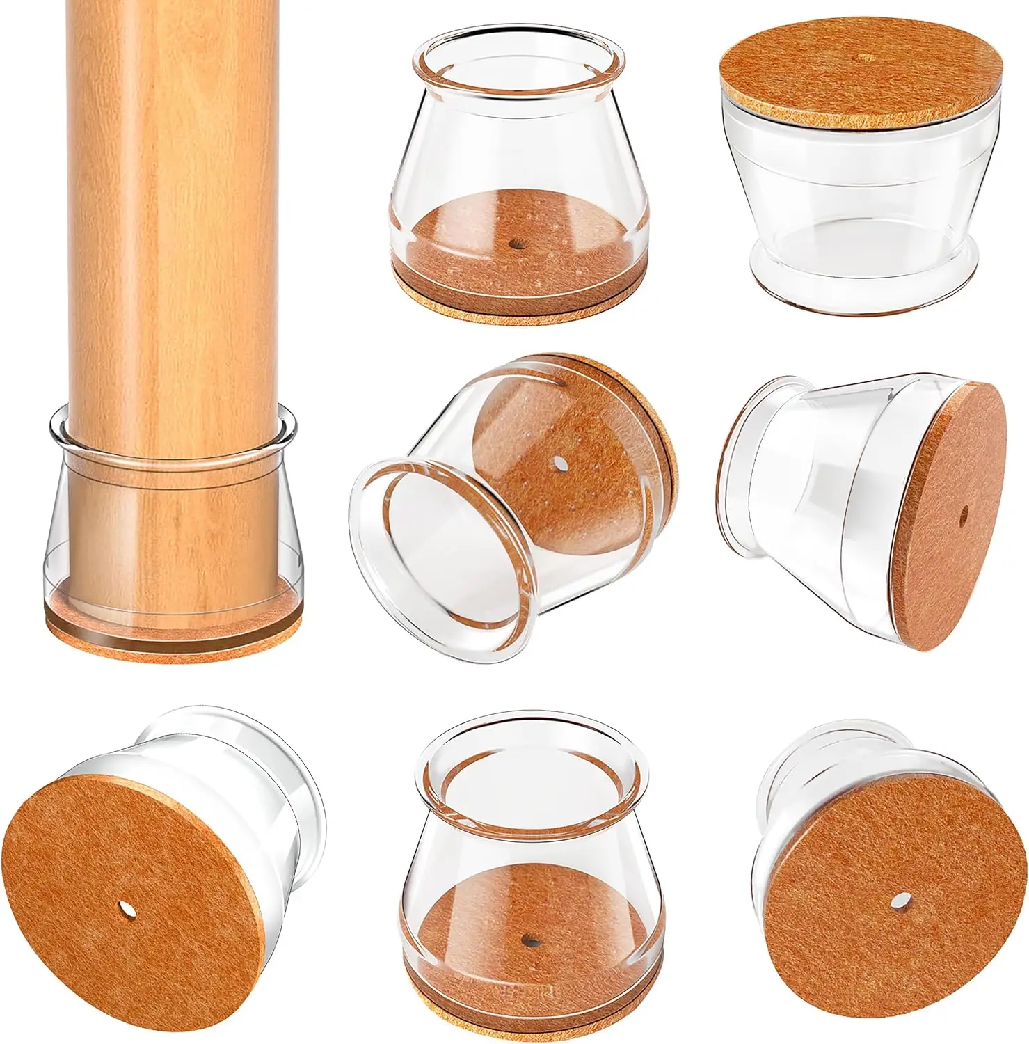 8/16/28 Pcs Silicone Chair Leg Floor Protectors with Non-slip Felt, Furniture Cups for Hardwood Floors, Protect Your Floors
