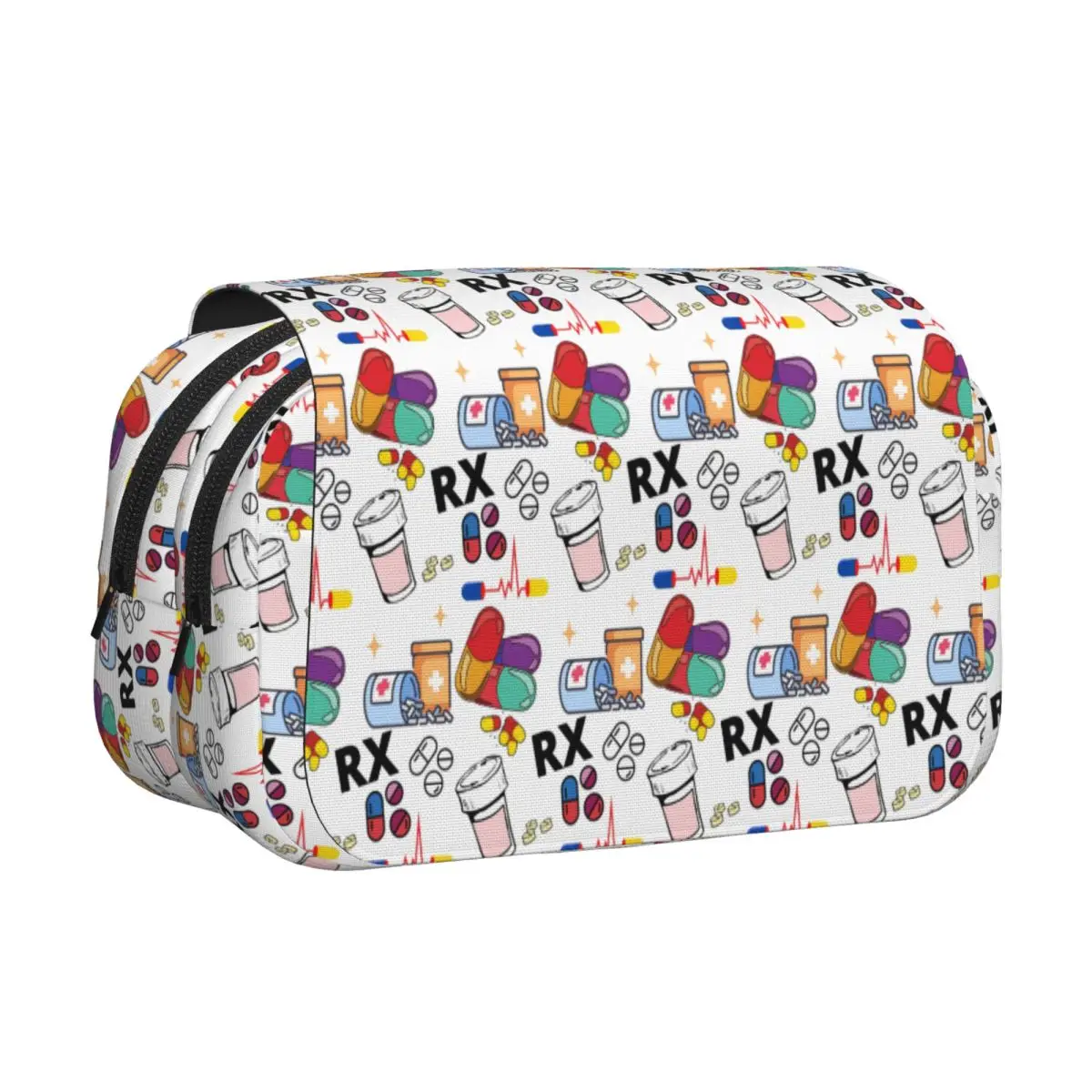 Pharmacy Pattern Pills RX Federmäppchen, Federtasche, Hartschale, Leder, großes Fassungsvermögen, Stiftbox, Federtasche für Schüler, Schule