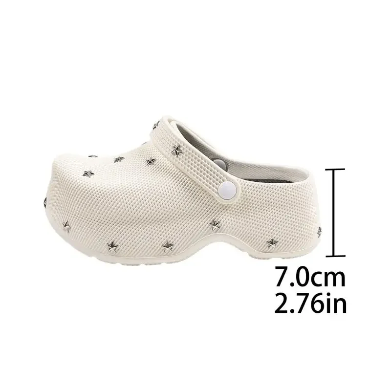 Y2K Metall-Stern Chunky Plateau Clogs Sandalen Damen Sommer 2026 Weiche Dicke Sohle Gartenschuhe Leichte Strandpantoffeln für Frauen – Detail 19