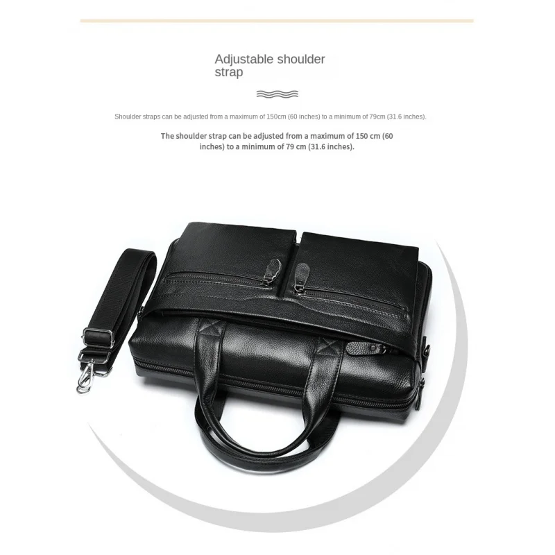 New Men Cow Leather Briefcase Men\'s Large Messenger Bag Vintage Document Shoulder Male Bag Office Handbag For Men Attache Case