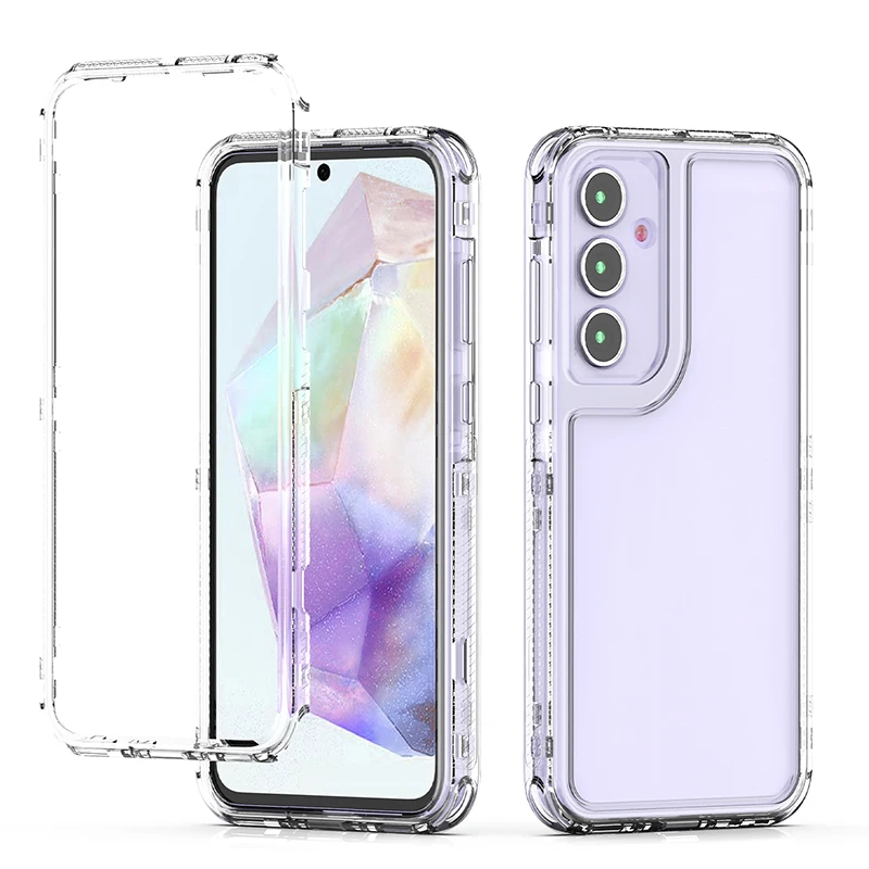 3 in 1 Armor Shockproof Case For Samsung Galaxy A17 A26 A36 A56 A16 S25edge S24 Plus FE Clear Transparent Dual Layer Back Cover - náhled 2