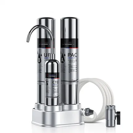 China Factory Price Home Use 3T1 Countertop 3 Stages UF Drinking Water Filter Stainless Steel Water Purifier for Housing