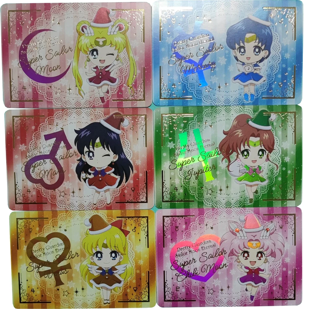 10Pcs/set Anime Girls Flash Cards Q version Christmas series Tsukino Usagi Kawaii Game Anime Collection Cards Gifts Toys