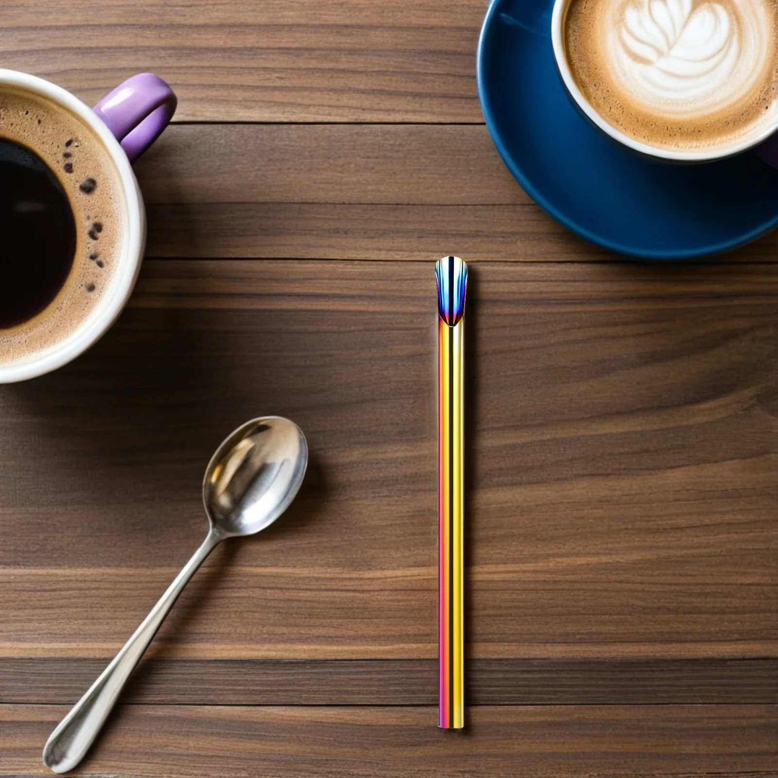 

6Pcs Spoon Drinking Straws Stainless Steel Multi Functional Stirrer for Milk Tea Coffee Smoothie Ice Cream Bar Party Reusable