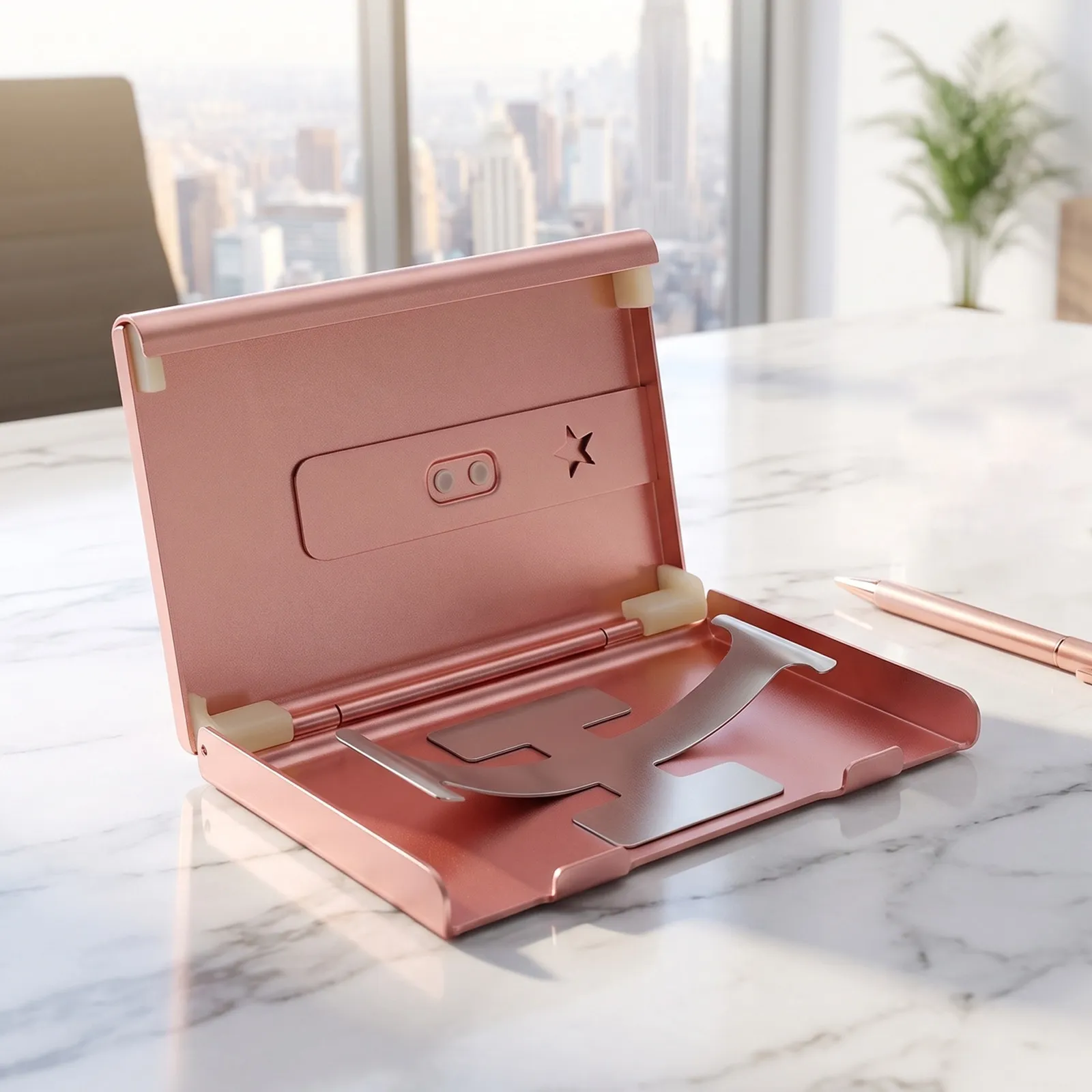Stainless Steel Business Card Holder Slim Slide Eject Wallet Scratch Resistant Metal Card Case for Office Desktop Networking
