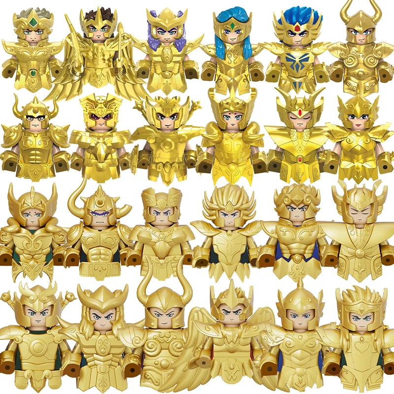 

Moc Anime Figure Golden Saint Athena Twelve Constellations DIY Models Kids Building Blocks Toys Gift For Boys Girls New Juguetes