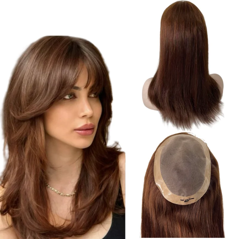 

Бразильские натуральные волосы (10-16 дюймов), шелковисто-прямые # Полноразмерный топпер из полиуретана 8x10 для женщин, цвет 1b