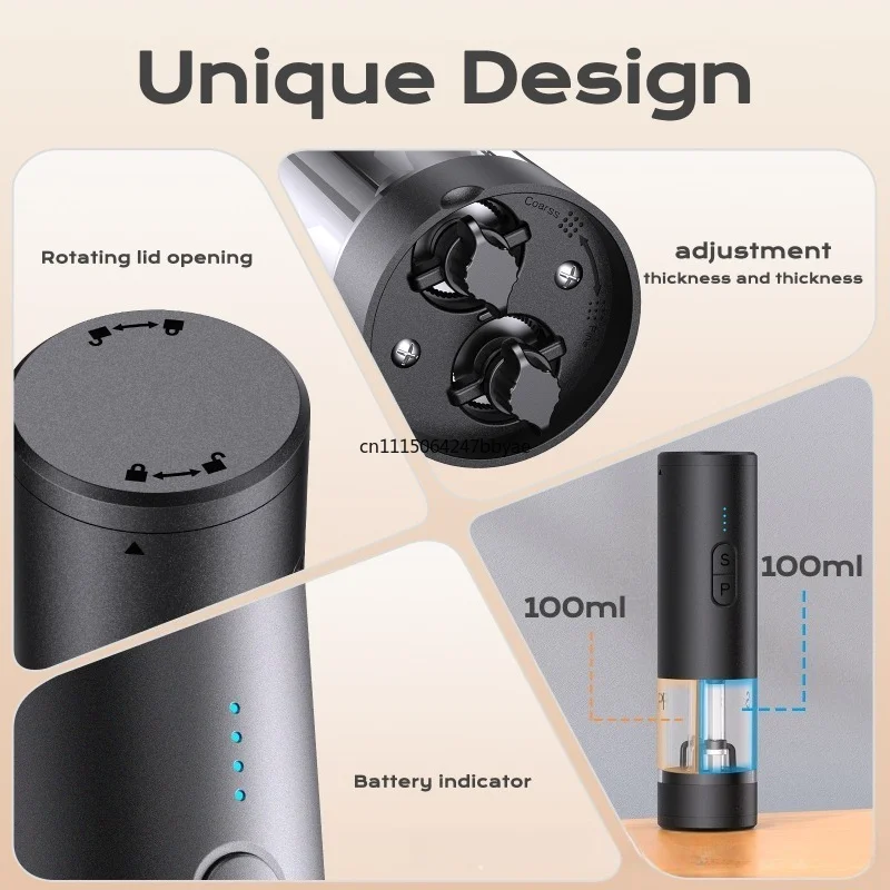 For Y8 2‑in‑1 Electric Pepper Grinder,Dual Chamber Dual Grinding Heads Salt Pepper Mill Simultaneous Grinding Tool