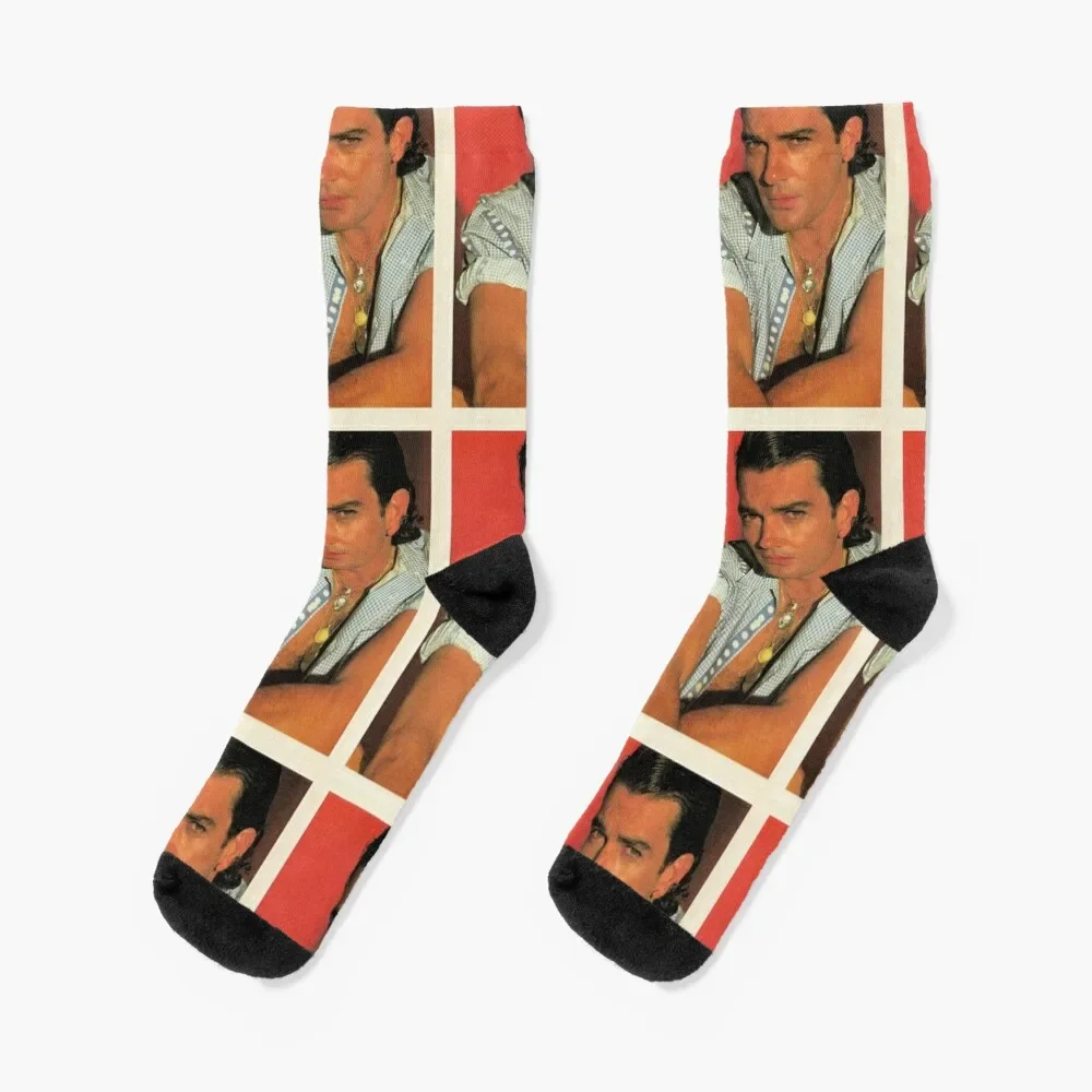 

Antonio Banderas young Socks snow bright garter Designer Man Socks Women's