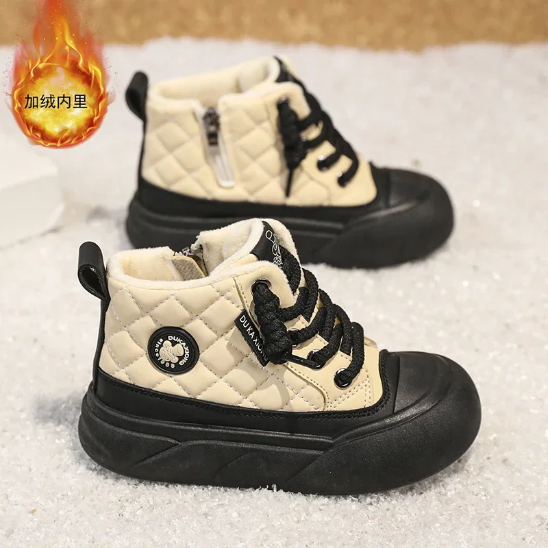 Hot Style Children's Snow Boots Thick Sole Boys Girls Winter Plush Cotton Shoe Soft Sole for Comfort Warm Student Casual Shoes