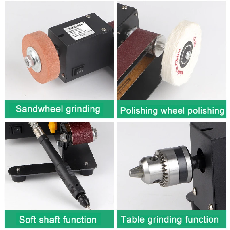 Mini Belt Sander Electric Sanding Polishing Grind Machine desktop sandpaper grinding Front and reverse design 7 Variable Speed