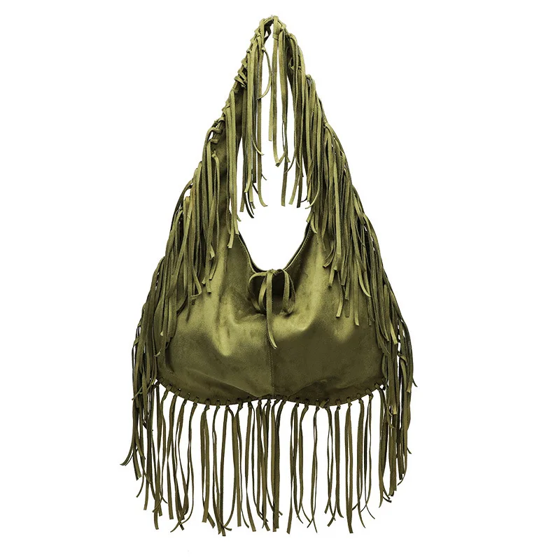 

Tassel Large Capacity Trendy Versatile Shoulder Bag Casual Simple Crossbody Bag, PU Leather Retro Dumpling Bag