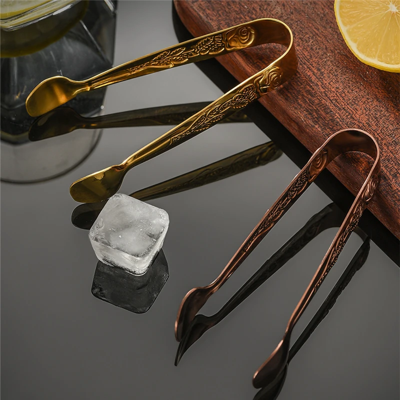 Palace Luxury 304 Stainless Steel Ice Cube Clip Kitchen Tongs Bar Tool Small Sugar Fruit Clips High Temperature Resistance