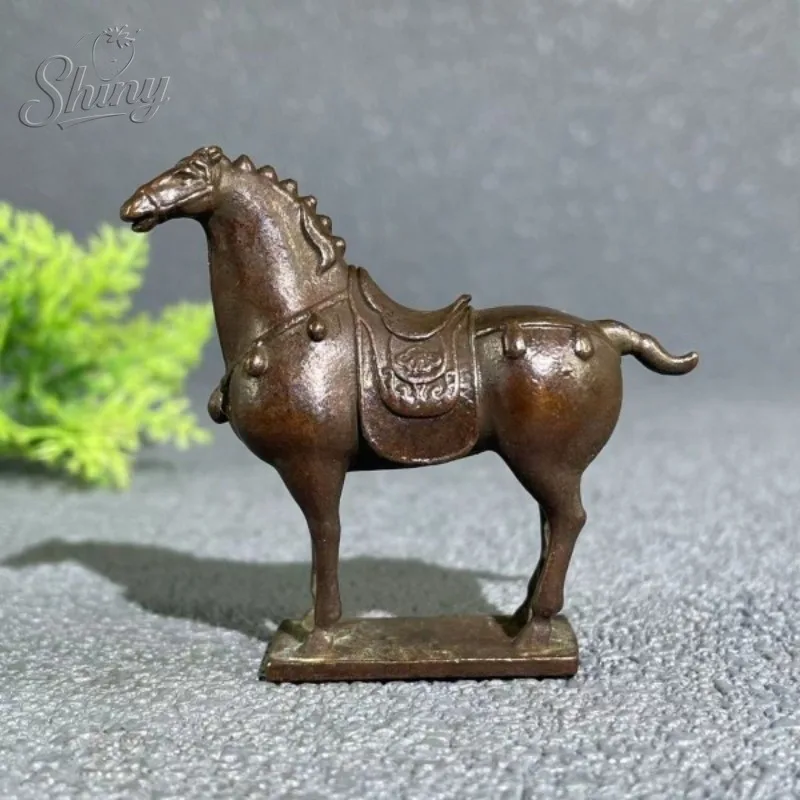 

Antique-style Collectible Copper Tang Horse Figurine for Prosperity and Success, Decorative Item for The Living Room Table