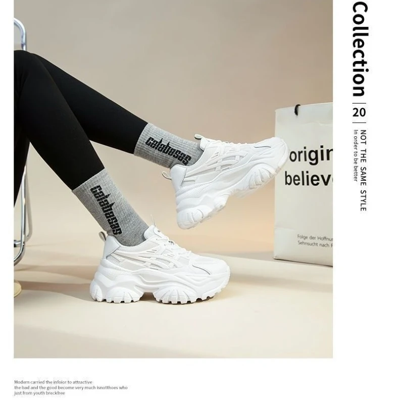 

Women's Chunky Dad Sneakers 2026 Fall Round Toe Lace-Up Breathable Non-Slip Casual Sporty Platform Shoes For Ladies