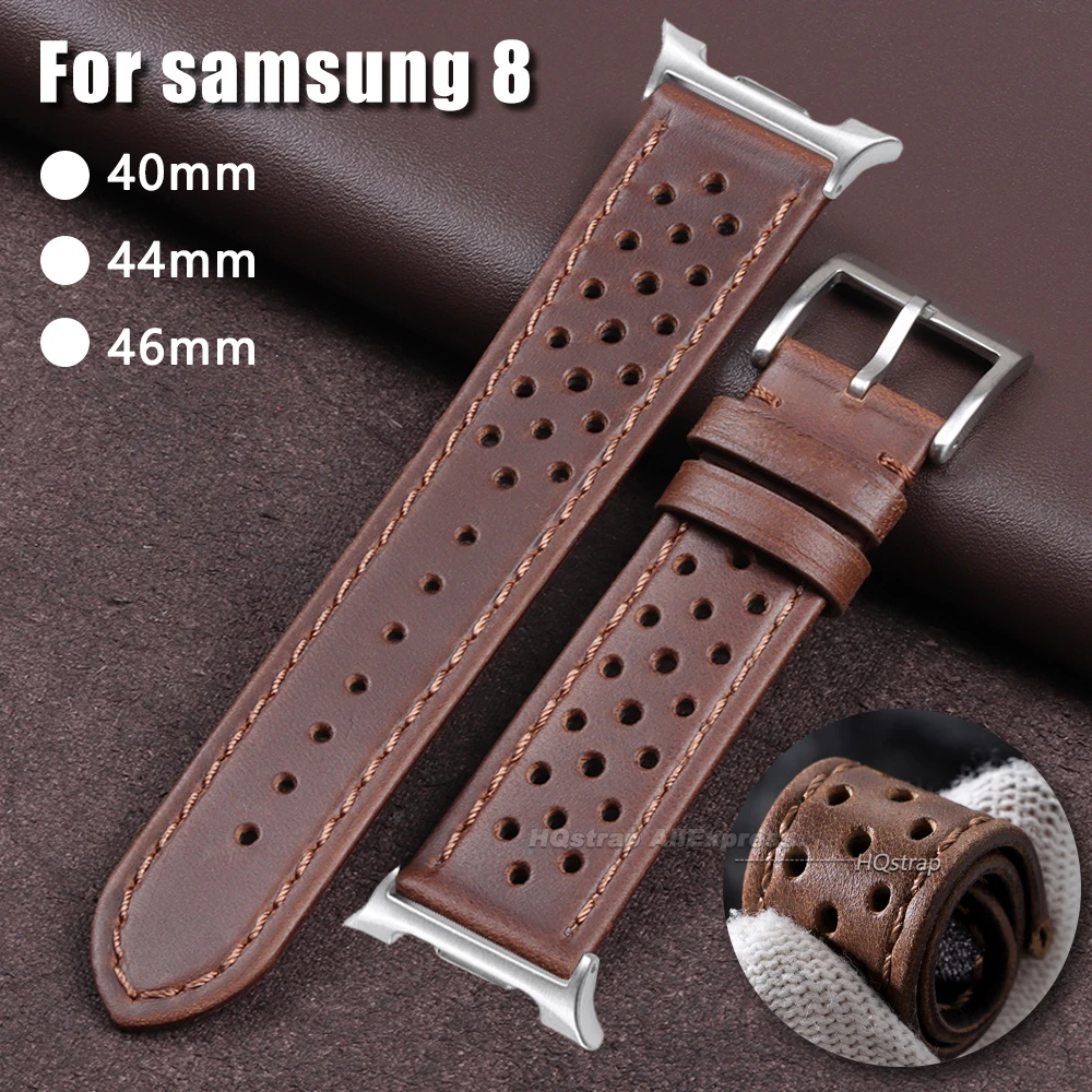 

Vintage Cowhide Leather Watch Strap for Samsung Galaxy Watch 8 Classic 46mm No Gap Bracelet for Galaxy Watch 8 44mm 40mm Band