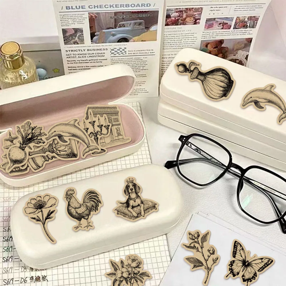 50PCS Retro Kraft Paper Scrap Book Graffiti Notebook DIY Luggage Motorcycle Skateboard Cartoon Graffiti Exquisite Stickers