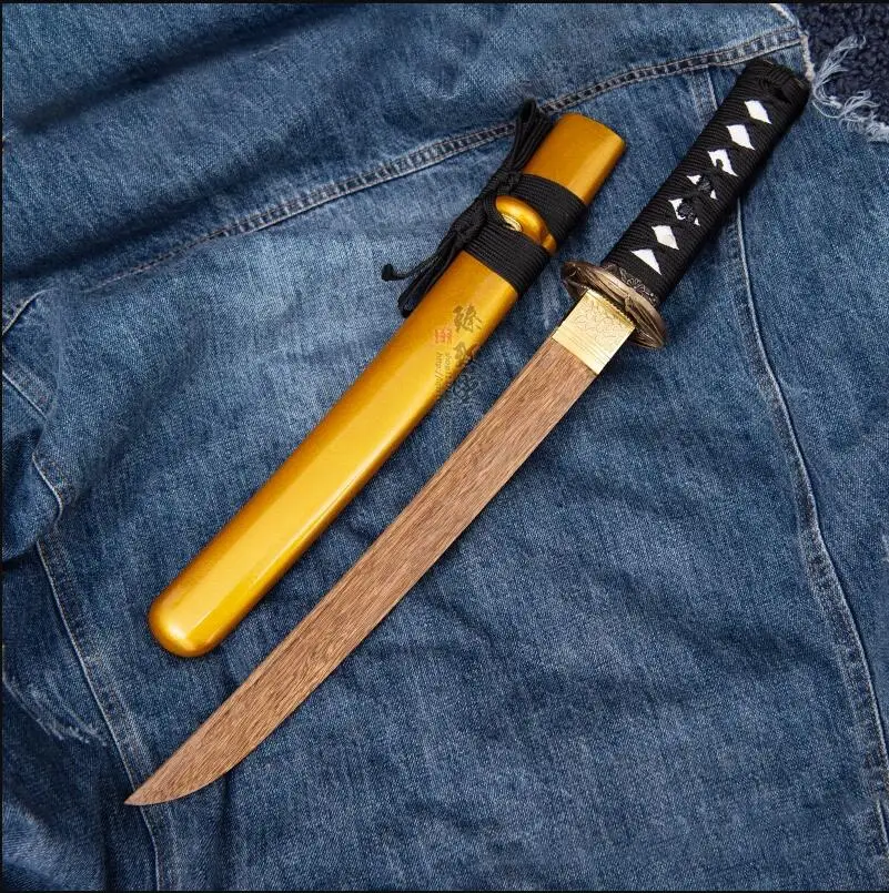 Kntana-Wakizashi corto de 53cm con hoja de palisandro, accesorios de aleación de Zinc, utilería de cosplay, cuchillo de madera corto, juguetes, regalos para niños