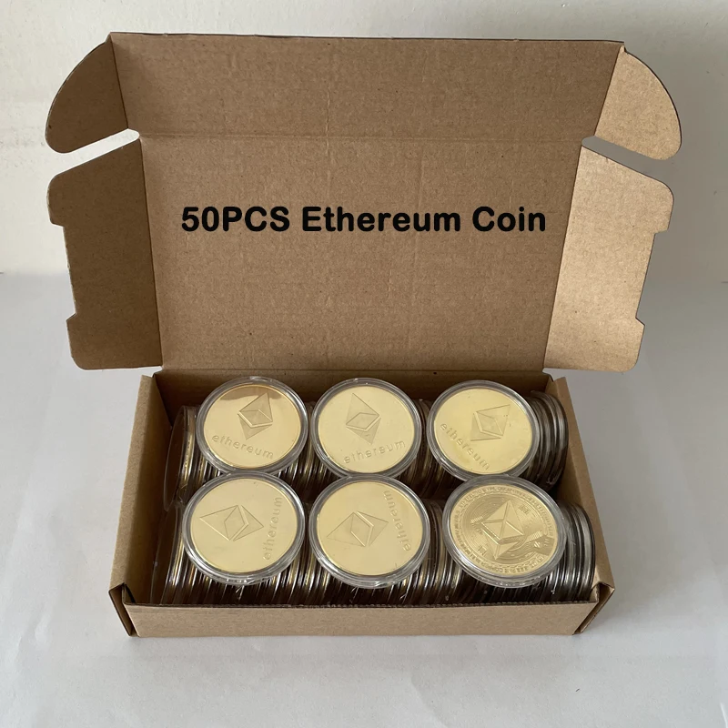 50pcs ETH Ethereum Commemorative Coins Perfect Business Gift for Crypto Enthusiasts Christmas Decor Physical Commemorative Coins