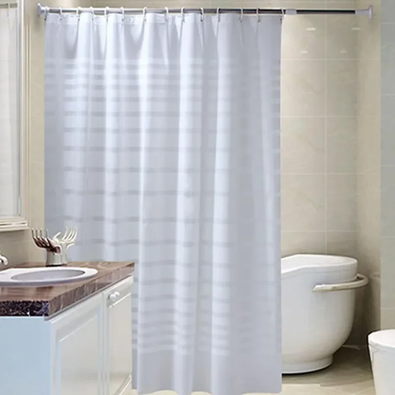 Plastic PEVA Waterproof Shower Curtain Transparent White Stripe Bathroom Curtain Luxury Bath Curtain Barhroom accessories