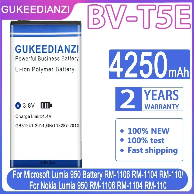 

GUKEEDIANZI BV-T5E BV T5E 4250 мАч Аккумулятор для Nokia Lumia 950 RM-1104 RM-1106 RM-110 McLa BVT5E Новый аккумулятор высокого качества