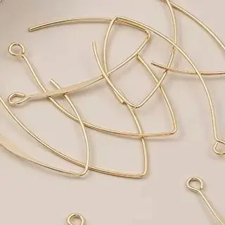 

14K Gold-Plated Large V-Shaped Long Ear Hooks Stylish Trendy DIY Earring Making Accessory Materials