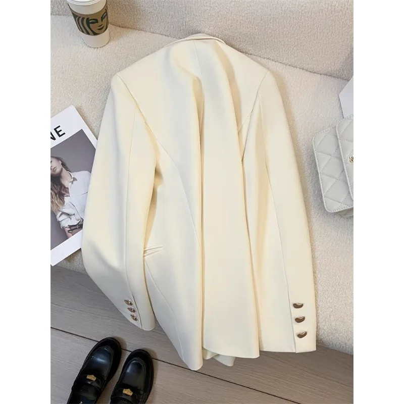 Commuters Style Small Suit Jacket Women's Fashion Button Solid Color Formal Medium Length Leisure Women Clothing