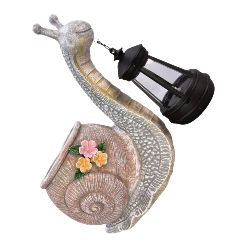 Outdoor Decorative Container Led Garden Snail Garden Statue Solar Powered Light Uv-proof Coating Integrated Drainage Hole