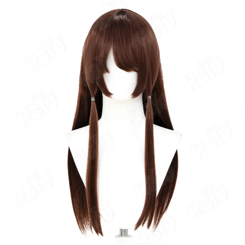 CyHakurei Reimu شعر مستعار تأثيري الألياف شعر مستعار اصطناعي 「HSIU」 60 سنتيمتر بني داكن طويل شعر مستعار + غطاء شعر مستعار أنيمي Touhou مشروع Hakurei Reimu شعر مستعار