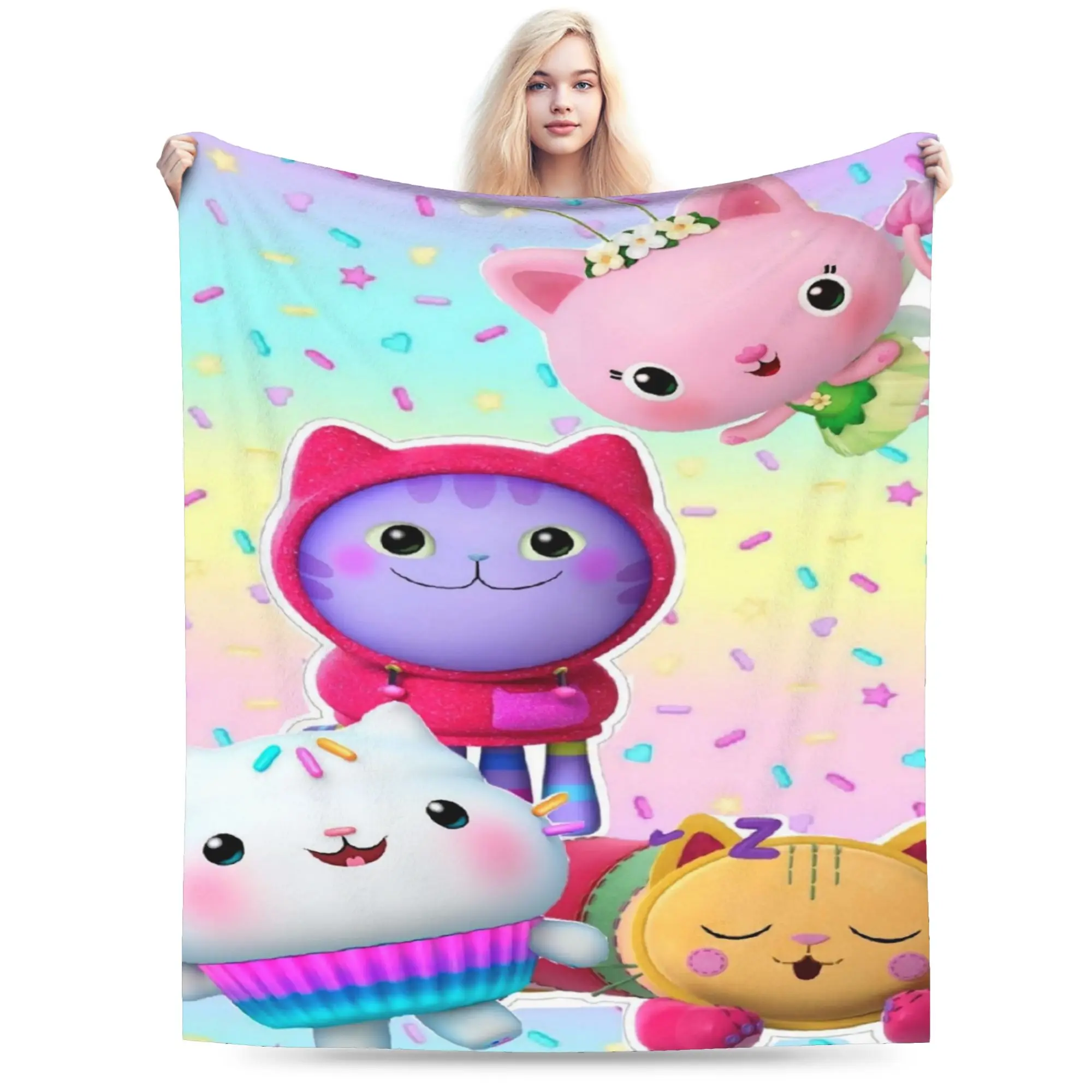 Gabbysed dollhouses Flannel Blanket Winter  Soft Warm Throw Blanket for Children Home Decor Fluffy Bedspread Sofa Bed Cover