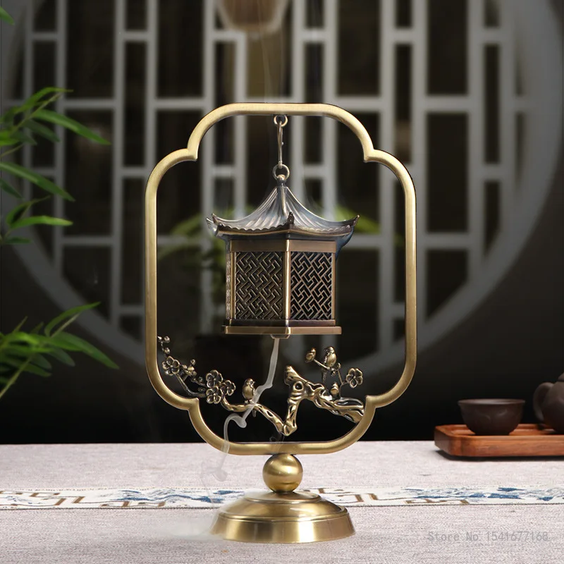 Chinese Style Singing Birds and Fragrant Flowers Shaped Incense Burner, Home Indoor Study Decoration, Hanging Stove, 1Pc