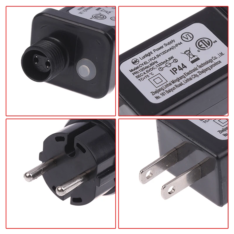 String Lights EU/US Plug 5VDC 6W 8 Functional SELV LED Lamp Driver Switch Adapter IP44 Waterproof Laser Lighting Power Supply