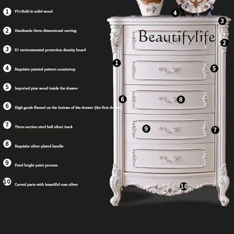 QQ W خزانة ذات أدراج من الخشب الصلب الأمريكي، خزانة تخزين بنمط فاخر منحوت يدويًا، غرفة نوم بسيطة، مطبخ منزلي Sta