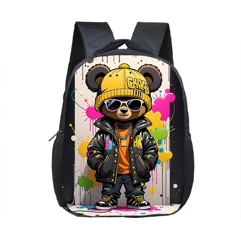 Cute Cartoon Bear Doll Print Backpack 2-4 Years Old Kids School Bags Baby Kindergarten Backpack Children Diaper Bags