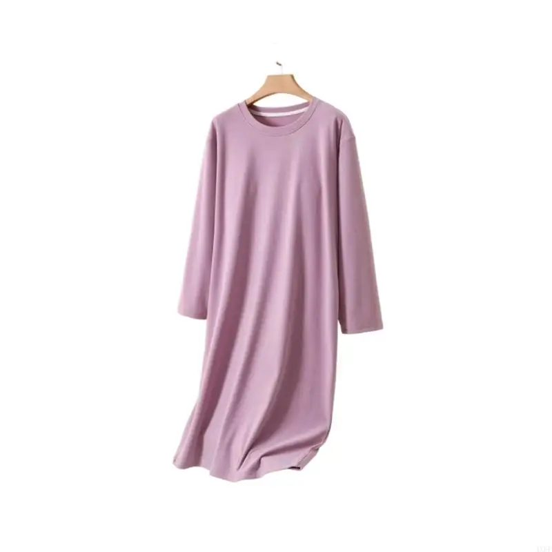 thermal-maternity-nightdress-elastic-waistband-built-in-bra-comfortable-pregnancy-sleepwear-night-gowns-dress