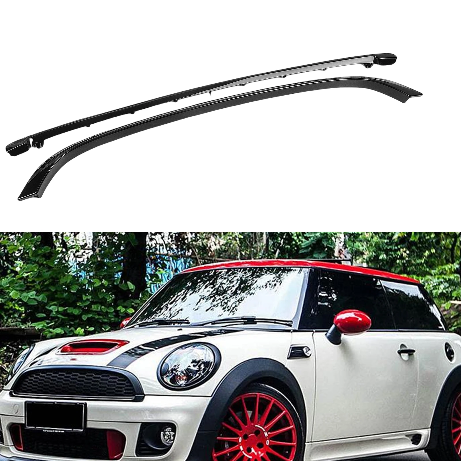 

For MINI R55 R56 R57 R58 R59 2007-2015 JCW Models Gloss Black Car Front Bumper Grille Molding Trim Upper+Lower Hood Grill Frame