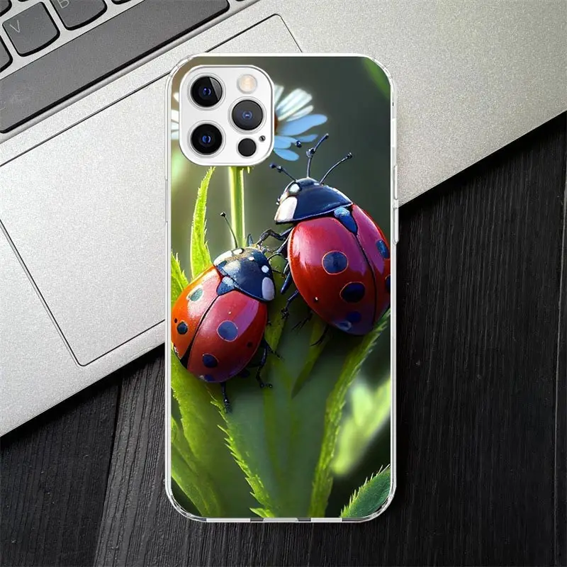 Insect Seven-Star ladybug Soft Silicone Phone Case For Apple iPhone 11 14 15 16 Pro 12 13 Mini XR X XS Max 7 Plus 8 + Fundas Cov