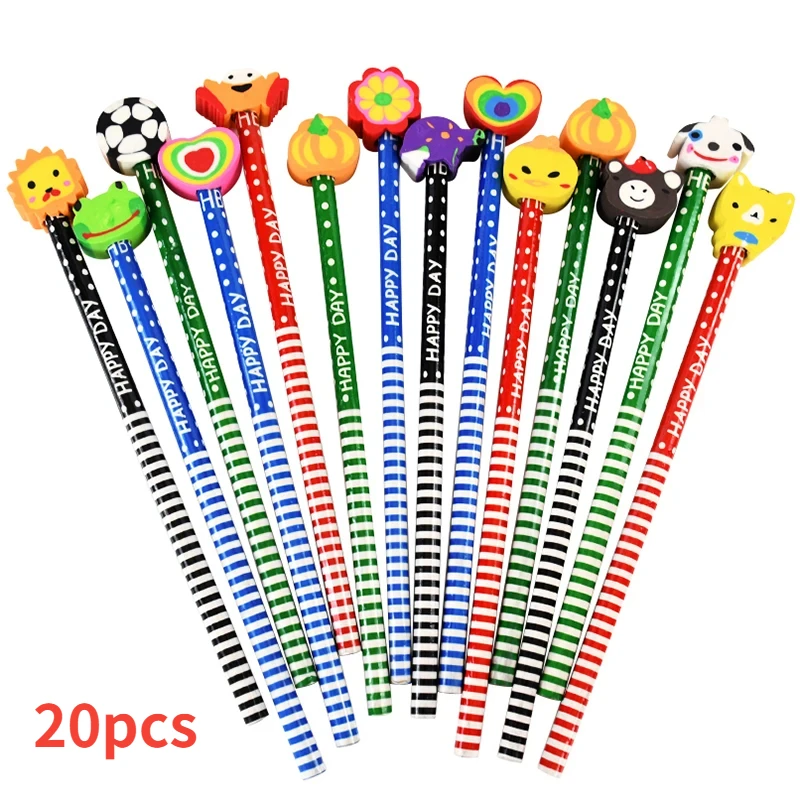 كرتون لطيف مع قلم ممحاة للأطفال ، حفلة عيد ميلاد ، بداية المدرسة ، حزمة هدايا جائزة رياض الأطفال ، 18 *