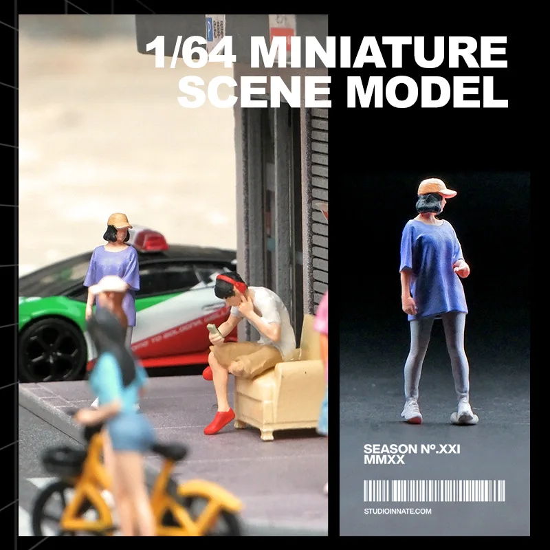 1:64 Anime Hoed Meisje Mini Pop Figuur Model miniatuur Fotografie rekwisieten Scène Model DIY Zand tafel landschapsarchitectuur ornament Gift